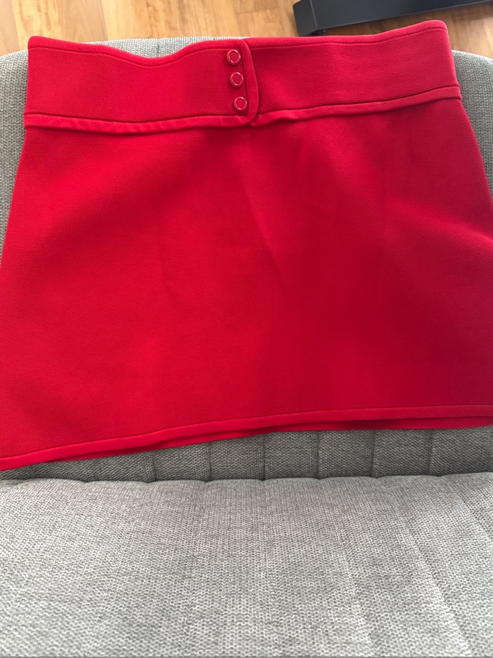 Sandro Red Mini Skirt with Buttoned Waistband
